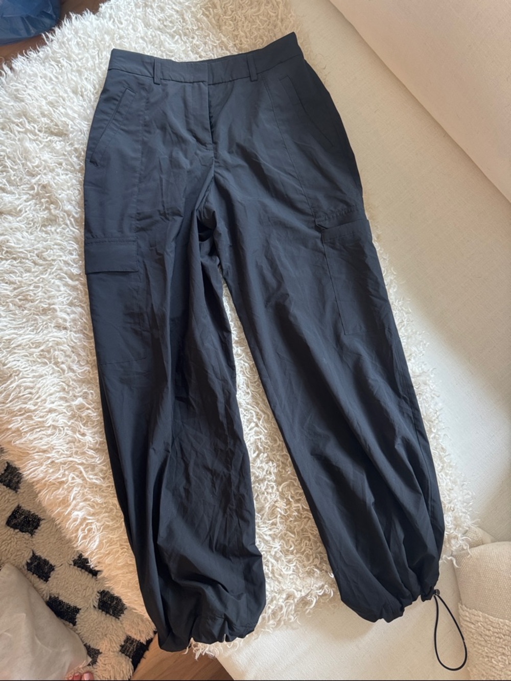 Express Black Drawstring Hem Utility cargo Pants. Size 0R 100% polyester